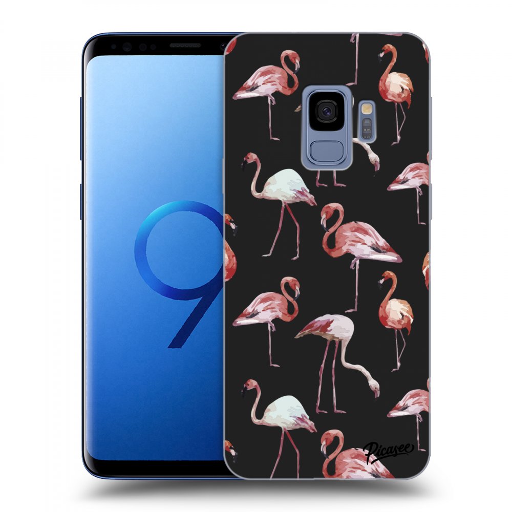 Picasee Samsung Galaxy S9 G960F Hülle - Schwarzes Silikon - Flamingos