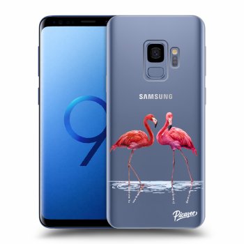 Picasee Samsung Galaxy S9 G960F Hülle - Transparentes Silikon - Flamingos couple