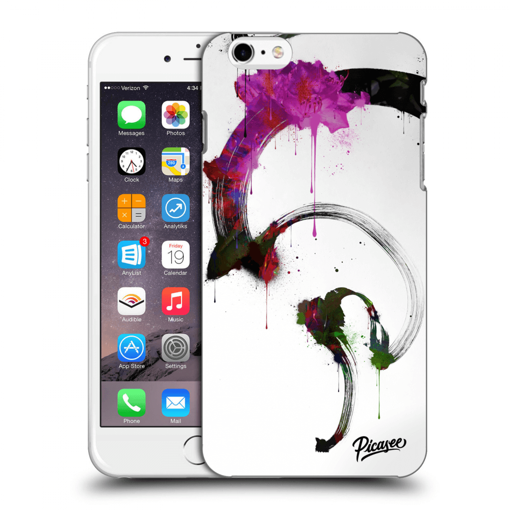 Picasee Apple iPhone 6 Plus/6S Plus Hülle - Schwarzes Silikon - Peony White