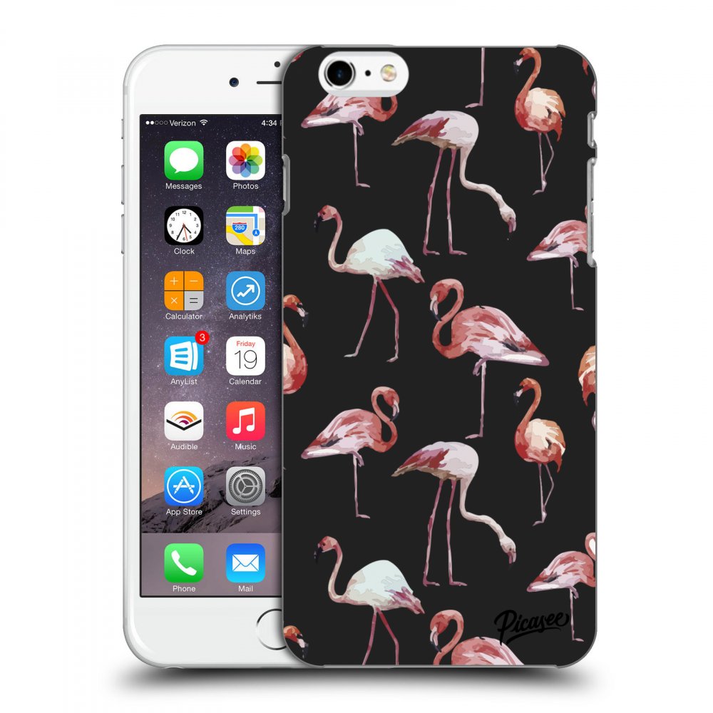 Picasee Apple iPhone 6 Plus/6S Plus Hülle - Schwarzes Silikon - Flamingos