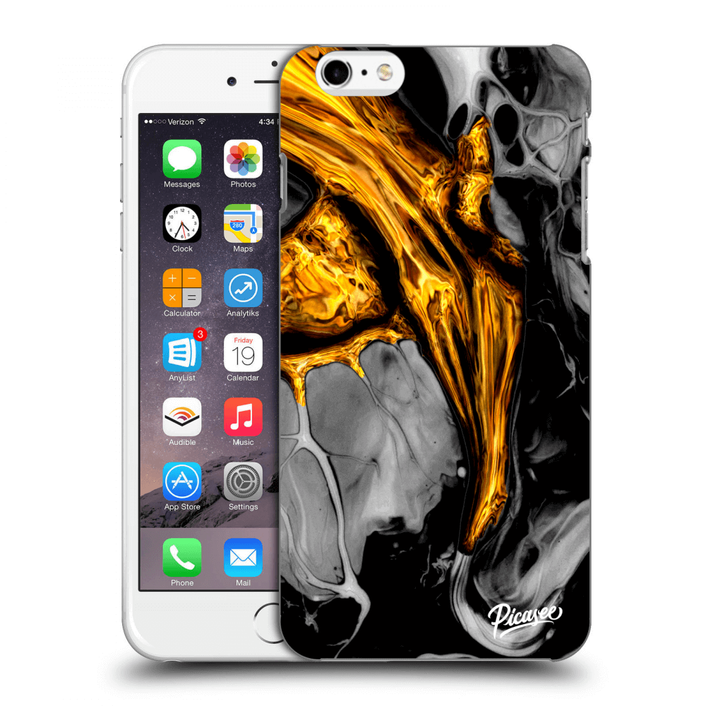 Picasee Apple iPhone 6 Plus/6S Plus Hülle - Transparentes Silikon - Black Gold