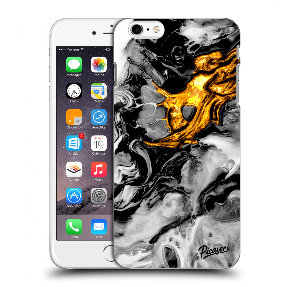 Picasee Apple iPhone 6 Plus/6S Plus Hülle - Transparentes Silikon - Black Gold 2