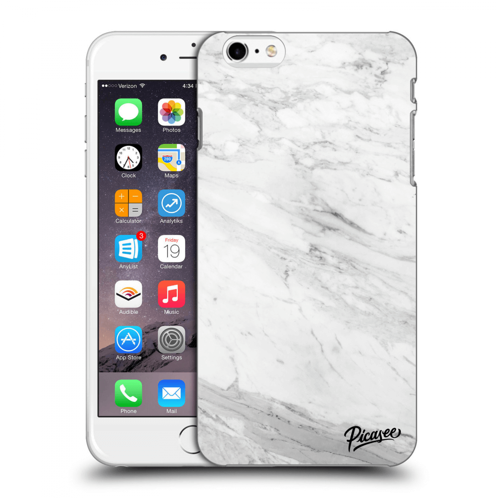 Picasee Apple iPhone 6 Plus/6S Plus Hülle - Schwarzes Silikon - White marble