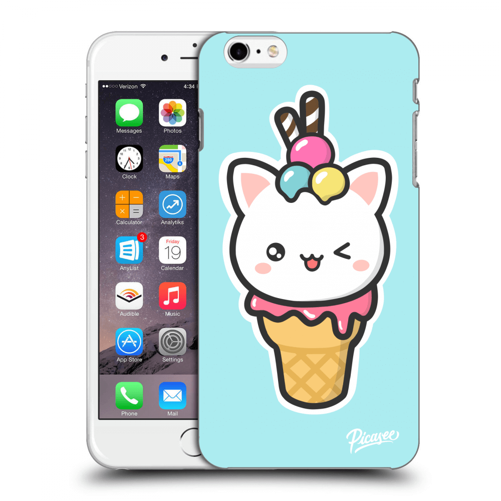 Picasee Apple iPhone 6 Plus/6S Plus Hülle - Schwarzes Silikon - Ice Cream Cat