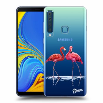 Picasee Samsung Galaxy A9 2018 A920F Hülle - Transparentes Silikon - Flamingos couple