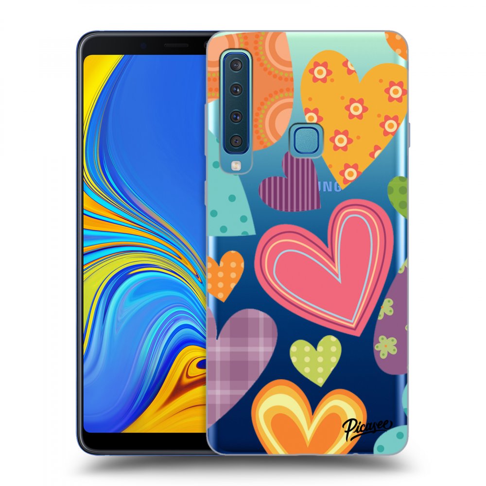 Picasee Samsung Galaxy A9 2018 A920F Hülle - Transparentes Silikon - Colored heart