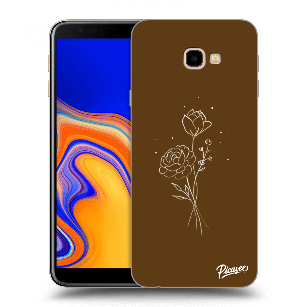 Picasee Samsung Galaxy J4+ J415F Hülle - Transparentes Silikon - Brown flowers