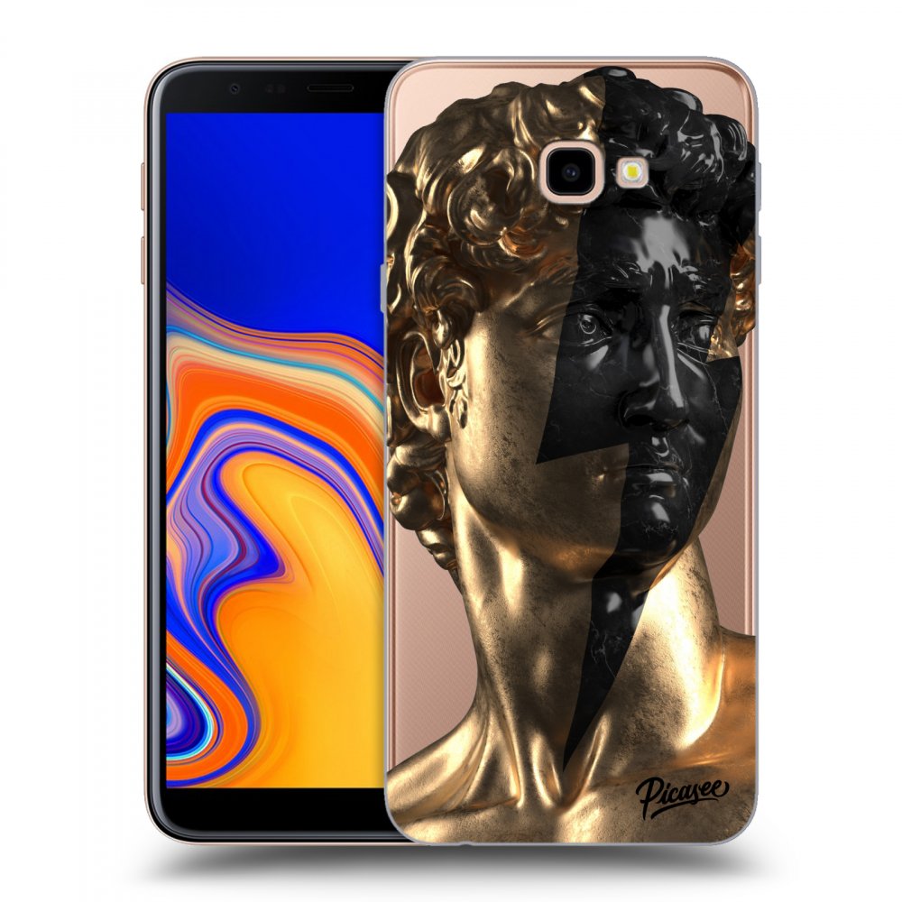Picasee Samsung Galaxy J4+ J415F Hülle - Transparentes Silikon - Wildfire - Gold