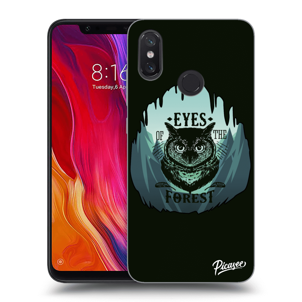 Picasee Xiaomi Mi 8 Hülle - Schwarzes Silikon - Forest owl