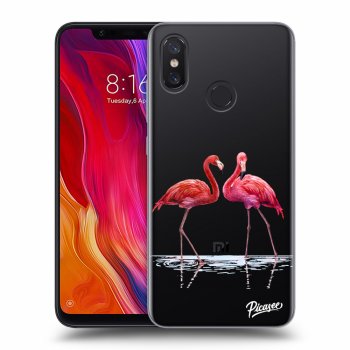 Picasee Xiaomi Mi 8 Hülle - Transparentes Silikon - Flamingos couple