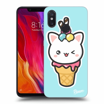 Picasee Xiaomi Mi 8 Hülle - Schwarzes Silikon - Ice Cream Cat
