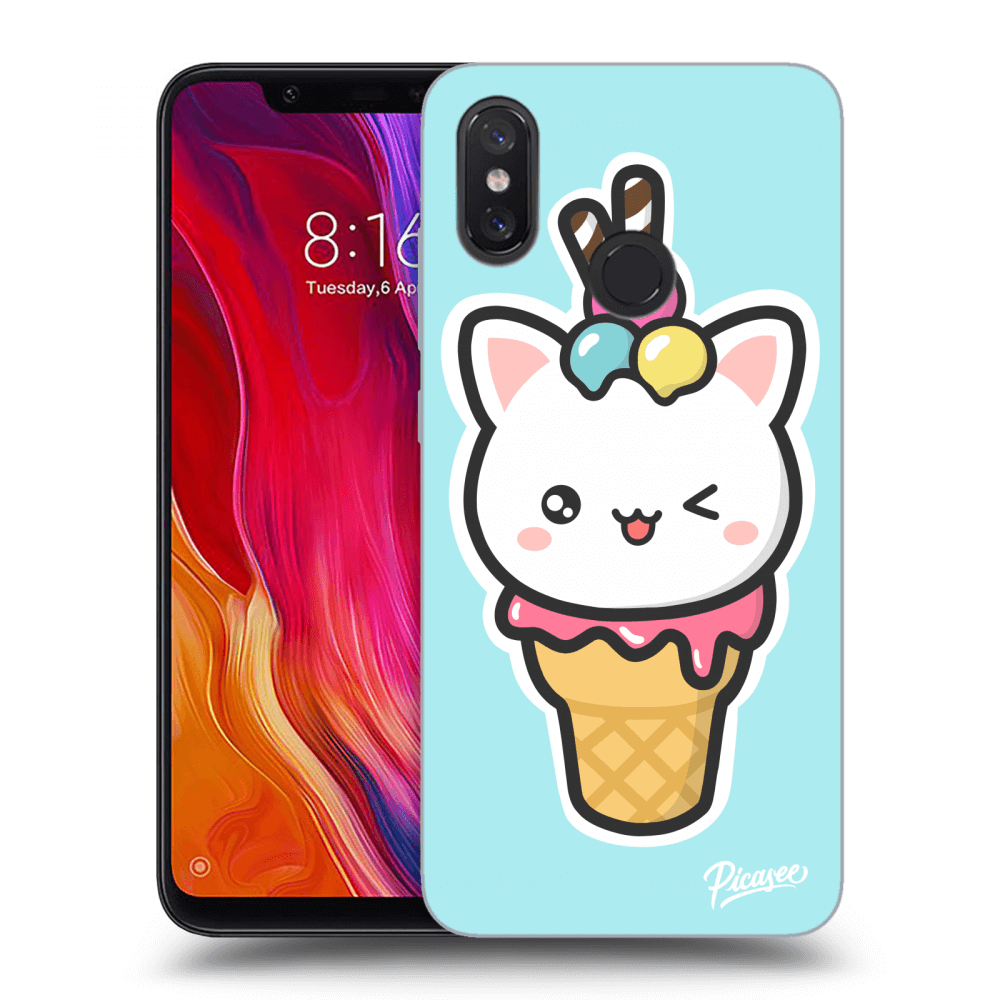 Picasee Xiaomi Mi 8 Hülle - Schwarzes Silikon - Ice Cream Cat