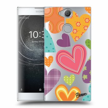 Picasee Sony Xperia XA2 Hülle - Transparentes Silikon - Colored heart