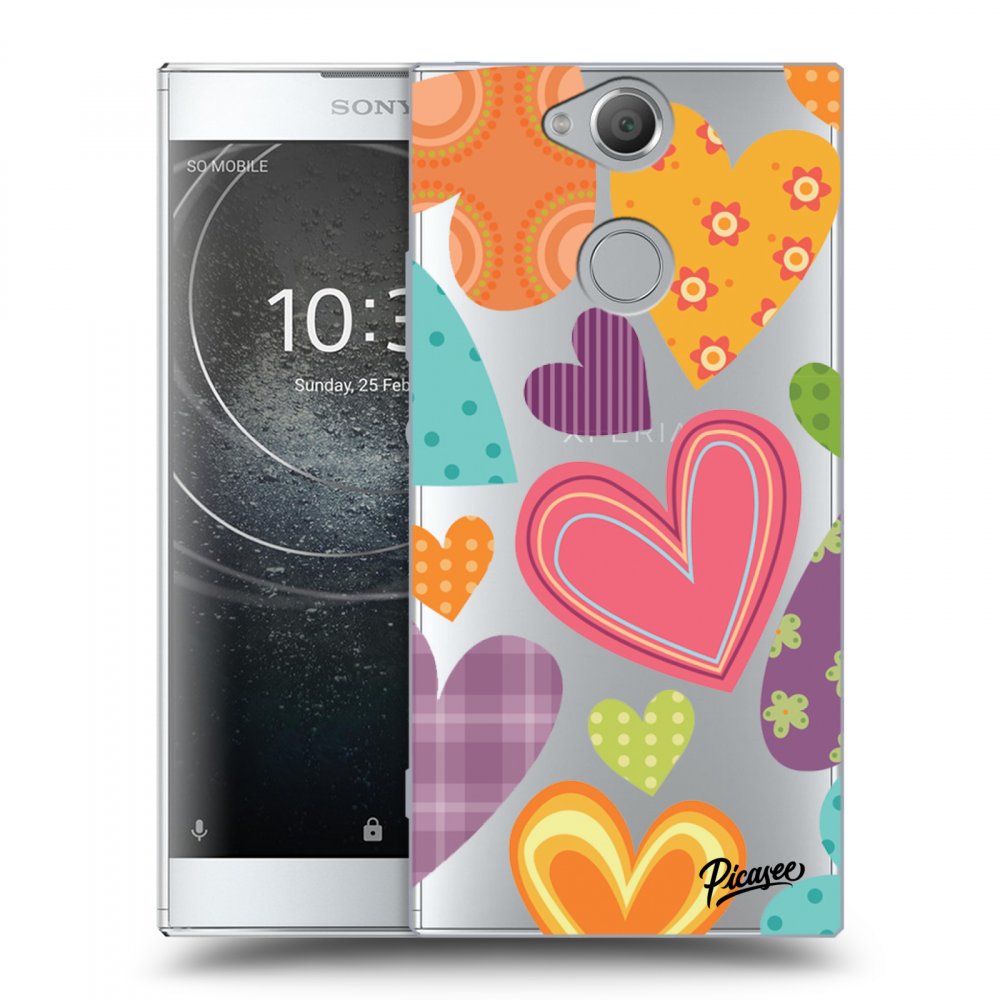 Picasee Sony Xperia XA2 Hülle - Transparentes Silikon - Colored heart