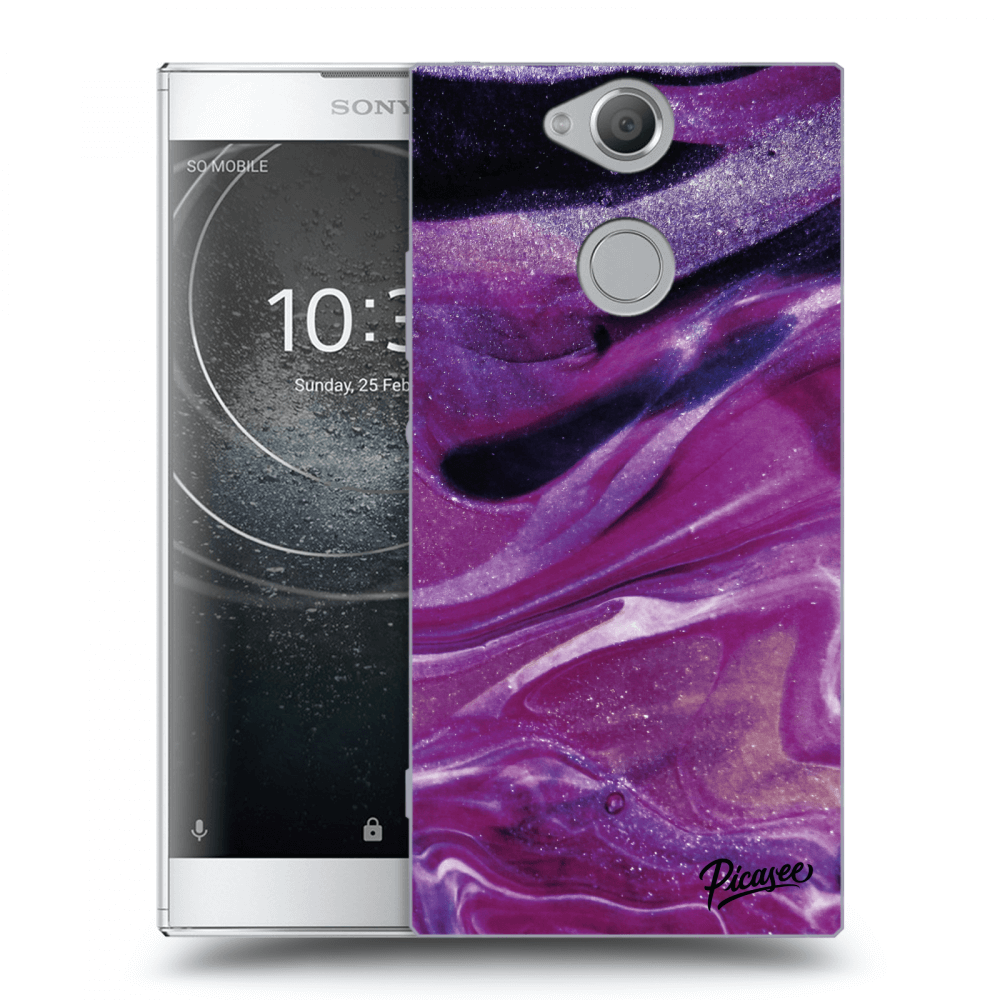 Picasee Sony Xperia XA2 Hülle - Transparentes Silikon - Purple glitter