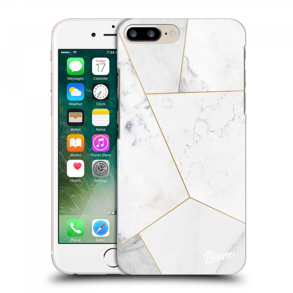 Picasee Apple iPhone 7 Plus Hülle - Schwarzes Silikon - White tile