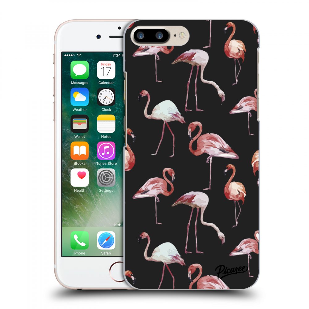 Picasee Apple iPhone 7 Plus Hülle - Schwarzes Silikon - Flamingos