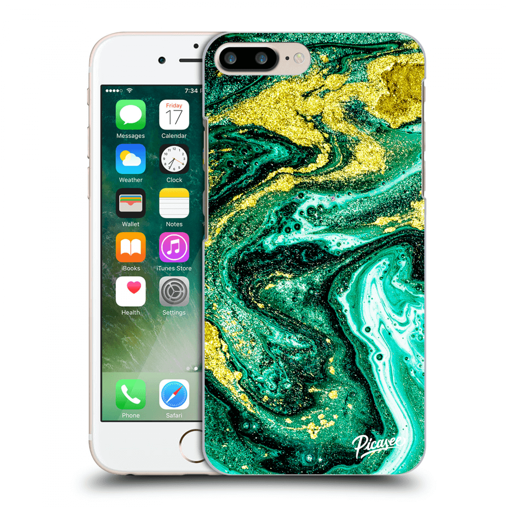 Picasee Apple iPhone 7 Plus Hülle - Transparentes Silikon - Green Gold