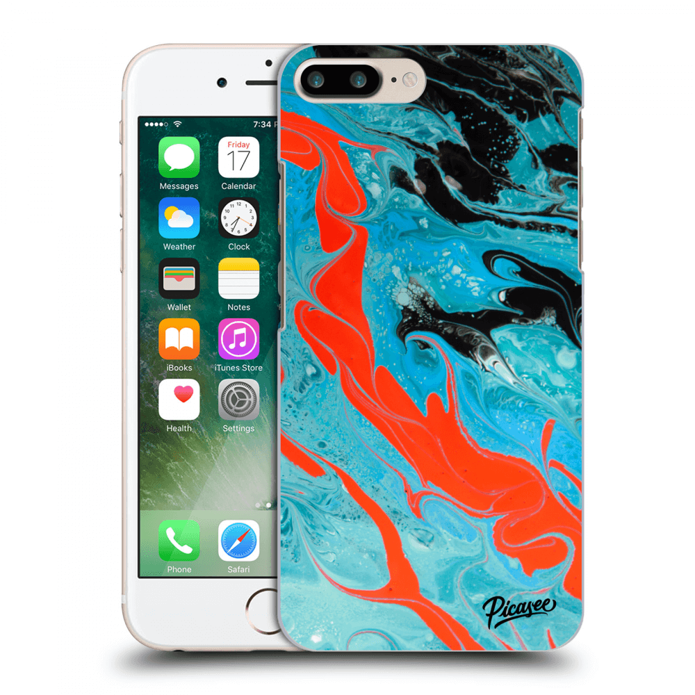 Picasee Apple iPhone 7 Plus Hülle - Transparentes Silikon - Blue Magma