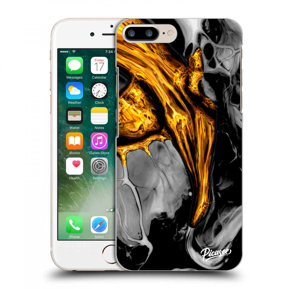 Picasee Apple iPhone 7 Plus Hülle - Transparentes Silikon - Black Gold