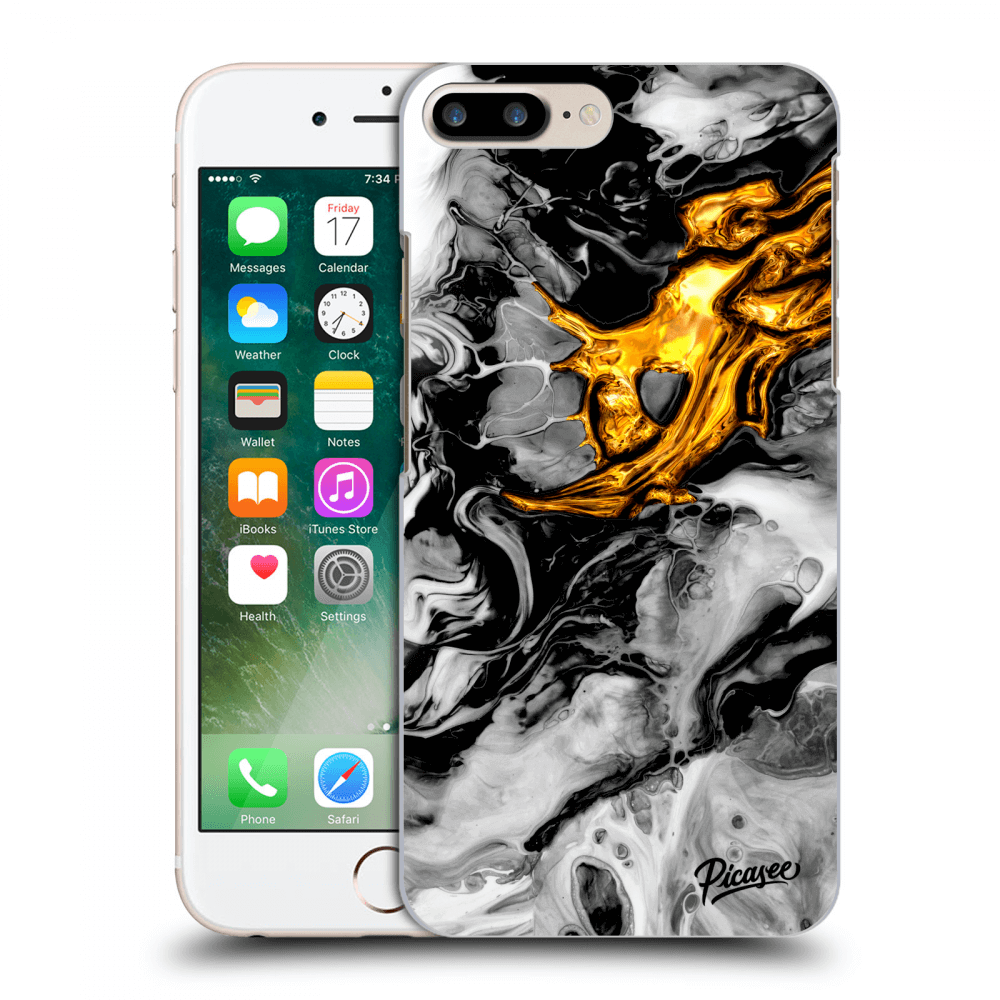 Picasee Apple iPhone 7 Plus Hülle - Schwarzes Silikon - Black Gold 2
