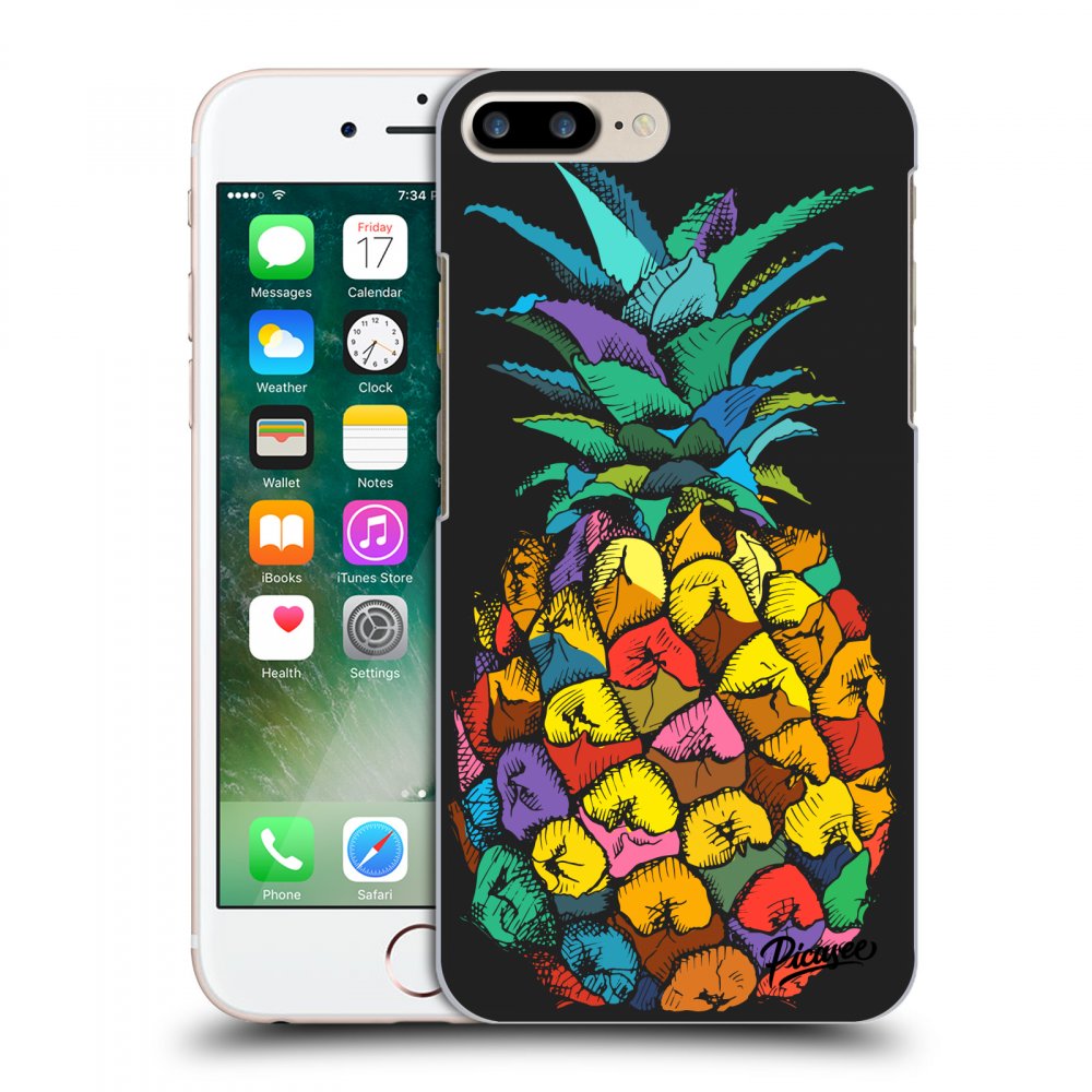 Picasee Apple iPhone 7 Plus Hülle - Schwarzes Silikon - Pineapple
