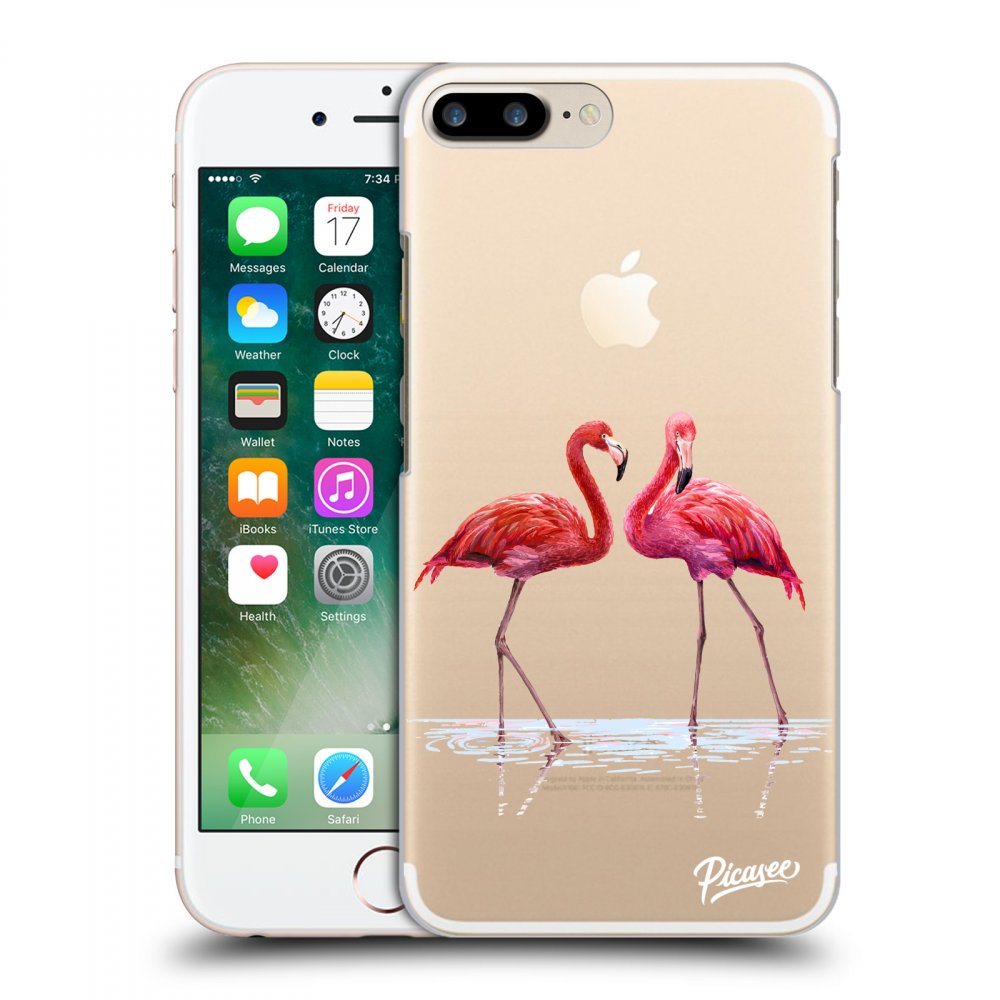 Picasee Apple iPhone 7 Plus Hülle - Transparentes Silikon - Flamingos couple