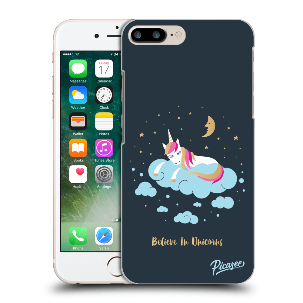 Picasee Apple iPhone 7 Plus Hülle - Schwarzes Silikon - Believe In Unicorns