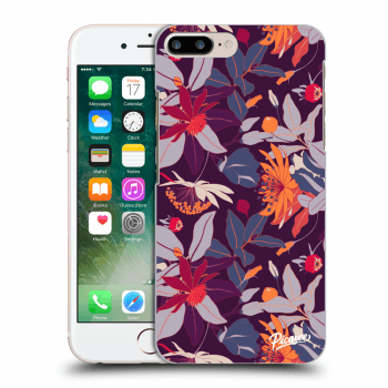 Picasee Apple iPhone 7 Plus Hülle - Schwarzes Silikon - Purple Leaf