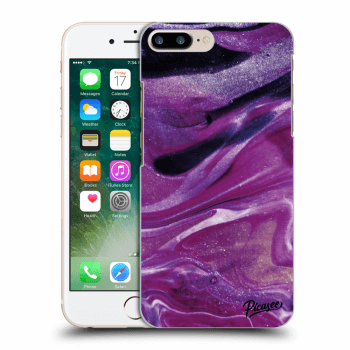 Picasee Apple iPhone 7 Plus Hülle - Transparentes Silikon - Purple glitter