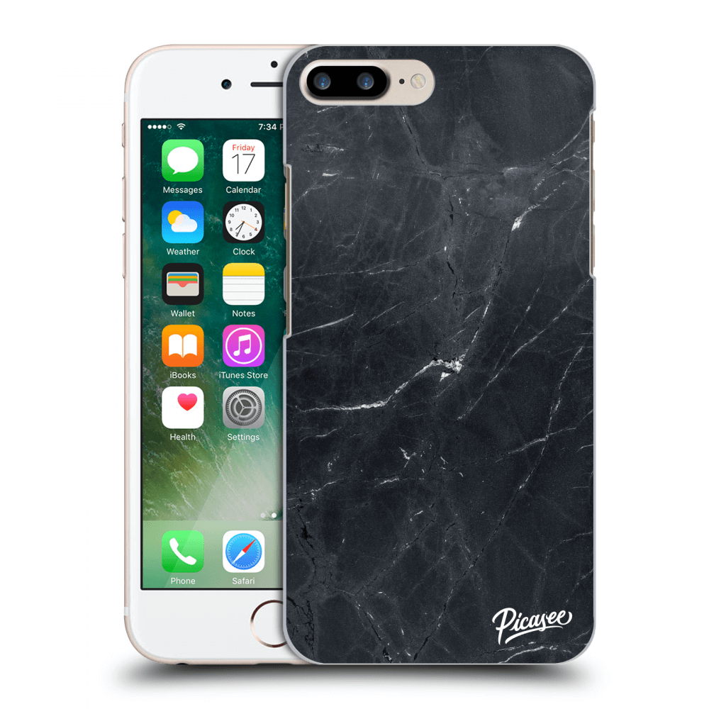 Picasee Apple iPhone 7 Plus Hülle - Schwarzes Silikon - Black marble