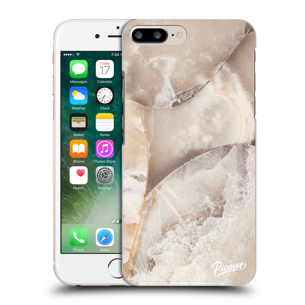 Picasee Apple iPhone 7 Plus Hülle - Schwarzes Silikon - Cream marble