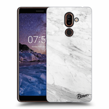 Picasee Nokia 7 Plus Hülle - Transparentes Silikon - White marble