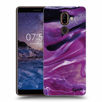 Picasee Nokia 7 Plus Hülle - Transparentes Silikon - Purple glitter