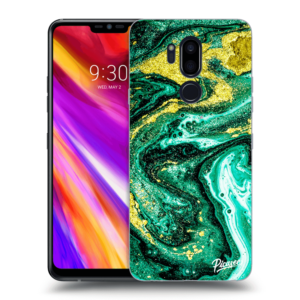 Picasee LG G7 ThinQ Hülle - Transparentes Silikon - Green Gold