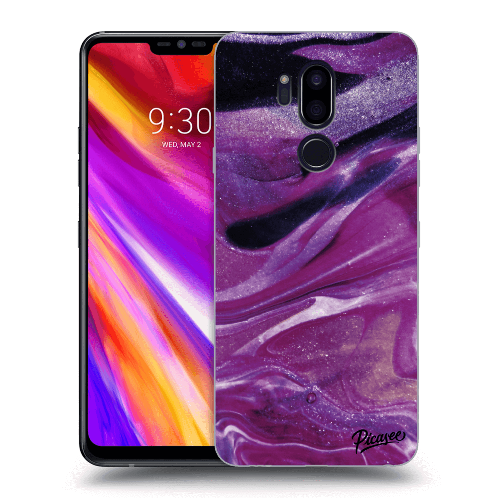 Picasee LG G7 ThinQ Hülle - Transparentes Silikon - Purple glitter