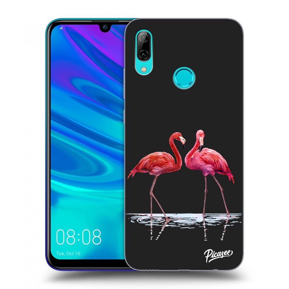 Picasee Huawei P Smart 2019 Hülle - Schwarzes Silikon - Flamingos couple