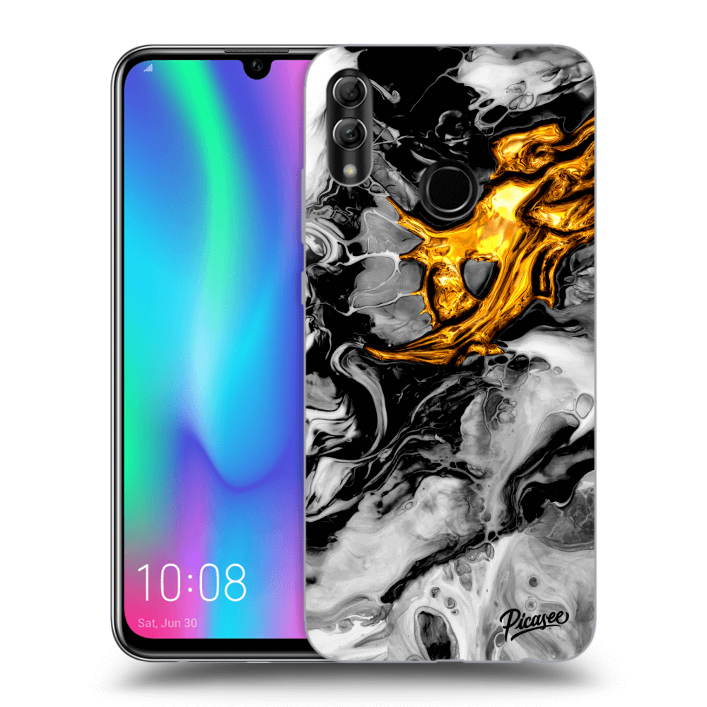 Picasee Honor 10 Lite Hülle - Schwarzes Silikon - Black Gold 2
