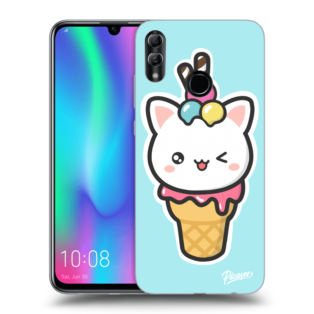 Picasee Honor 10 Lite Hülle - Schwarzes Silikon - Ice Cream Cat