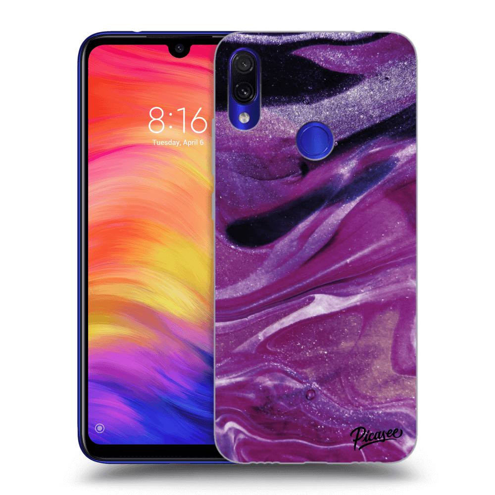Picasee Xiaomi Redmi Note 7 Hülle - Transparentes Silikon - Purple glitter
