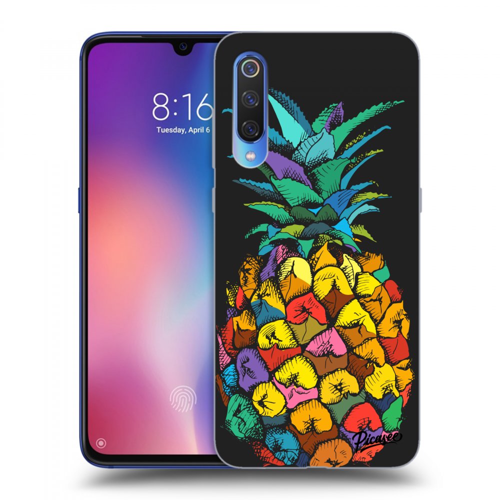 Picasee Xiaomi Mi 9 Hülle - Schwarzes Silikon - Pineapple