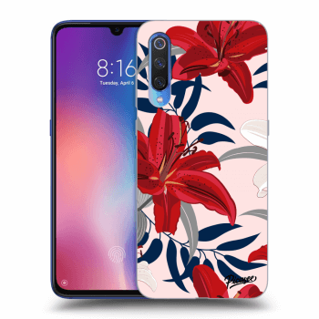 Picasee Xiaomi Mi 9 Hülle - Schwarzes Silikon - Red Lily