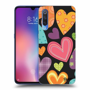 Picasee Xiaomi Mi 9 Hülle - Schwarzes Silikon - Colored heart