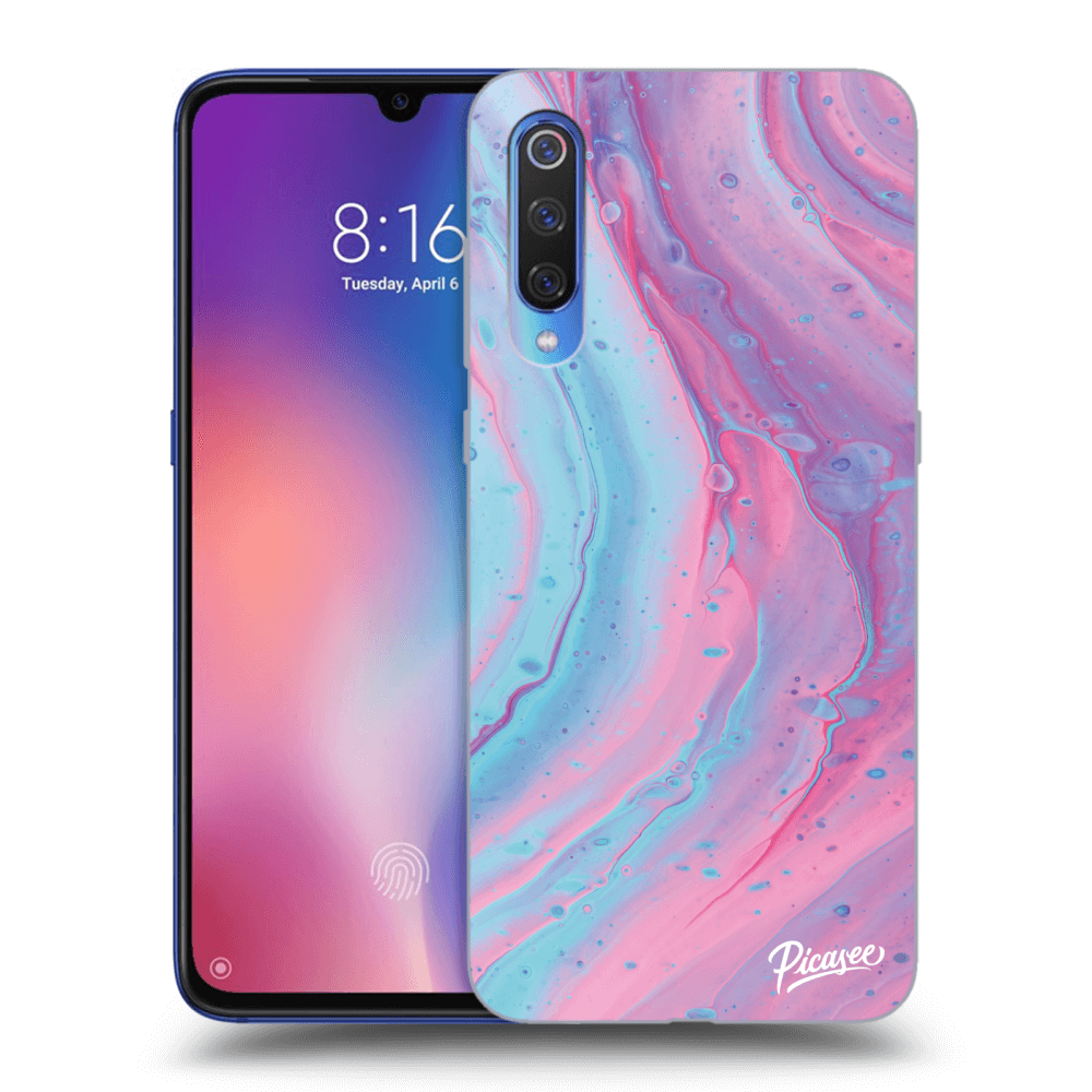 Picasee Xiaomi Mi 9 Hülle - Schwarzes Silikon - Pink liquid
