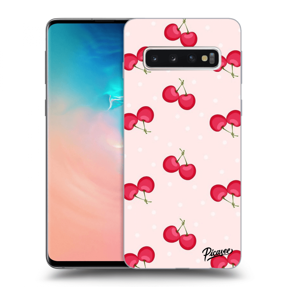 Picasee Samsung Galaxy S10 G973 Hülle - Schwarzes Silikon - Cherries