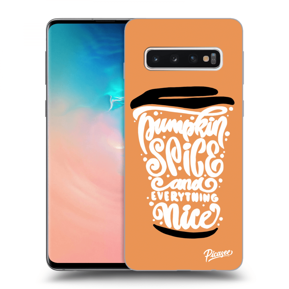 Picasee Samsung Galaxy S10 G973 Hülle - Schwarzes Silikon - Pumpkin coffee