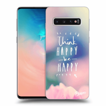 Picasee Samsung Galaxy S10 G973 Hülle - Transparentes Silikon - Think happy be happy