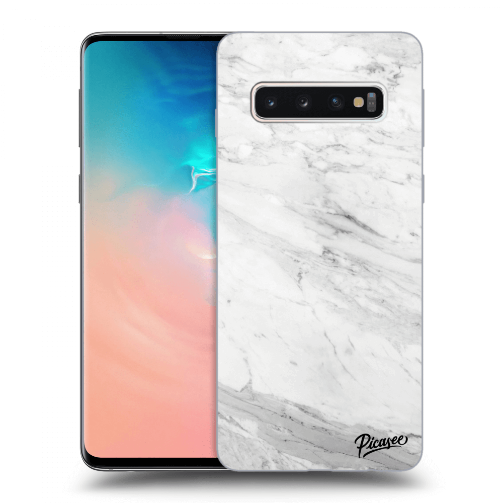 Picasee Samsung Galaxy S10 G973 Hülle - Transparentes Silikon - White marble
