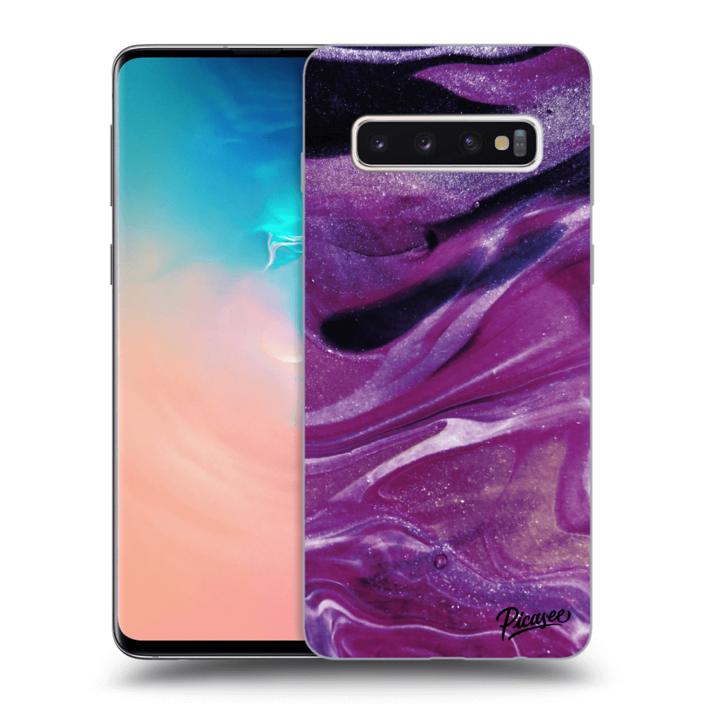 Picasee Samsung Galaxy S10 G973 Hülle - Schwarzes Silikon - Purple glitter