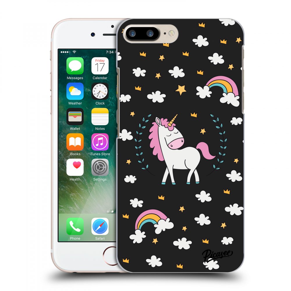 Picasee Apple iPhone 8 Plus Hülle - Schwarzes Silikon - Unicorn star heaven